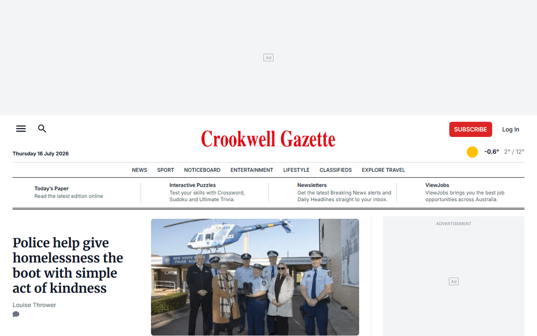 crookwellgazette.com.au publisher screenshot