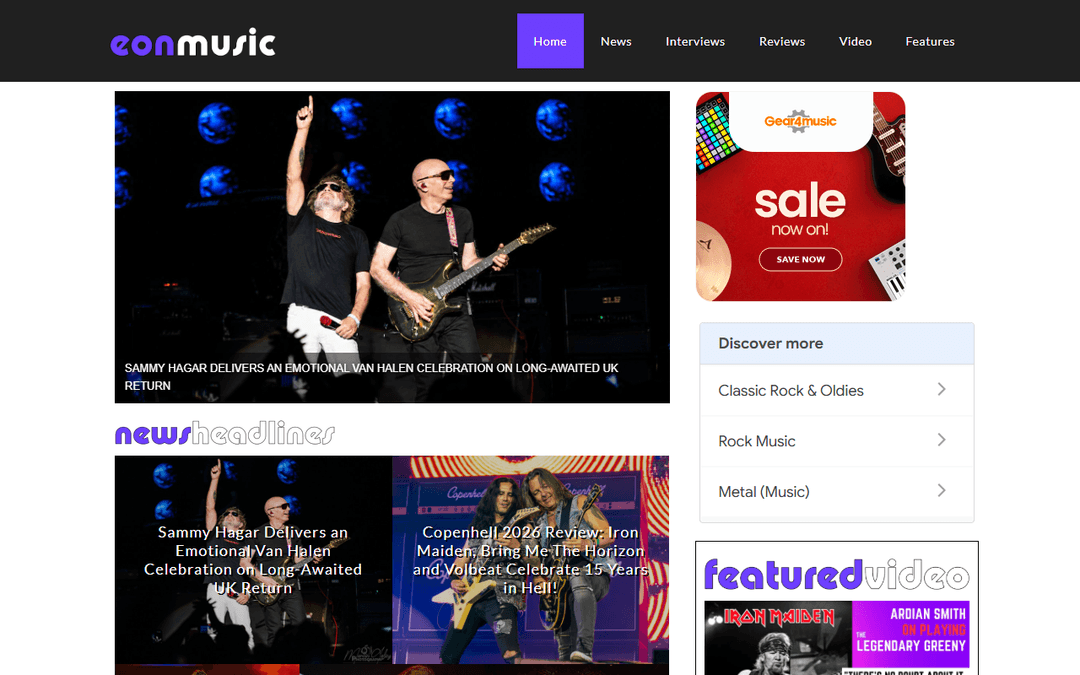 Screenshot des Publishers eonmusic.co.uk