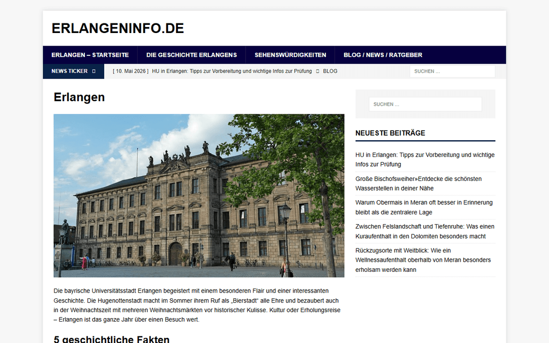 erlangeninfo.de publisher screenshot