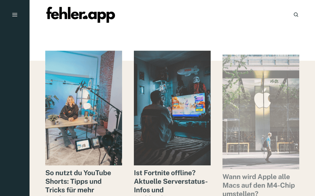 Screenshot des Publishers fehler.app