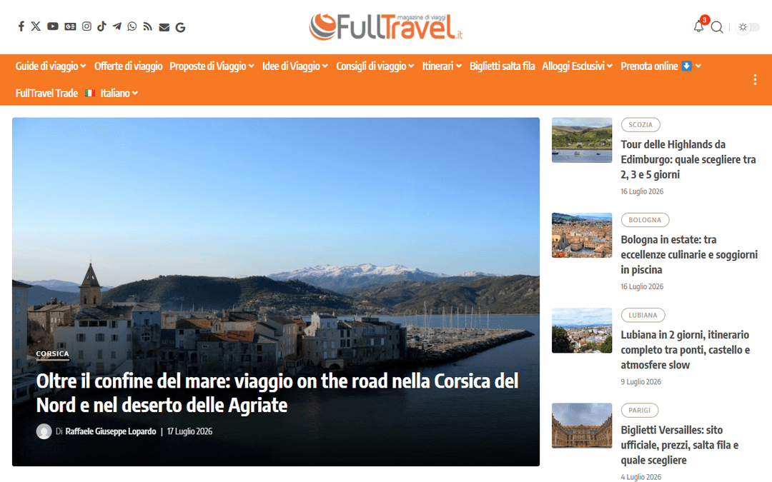 Capture d'écran de l'éditeur fulltravel.it