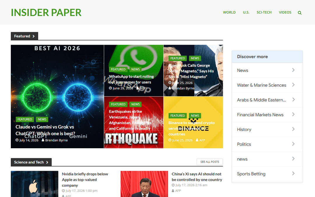 Screenshot van uitgever insiderpaper.com