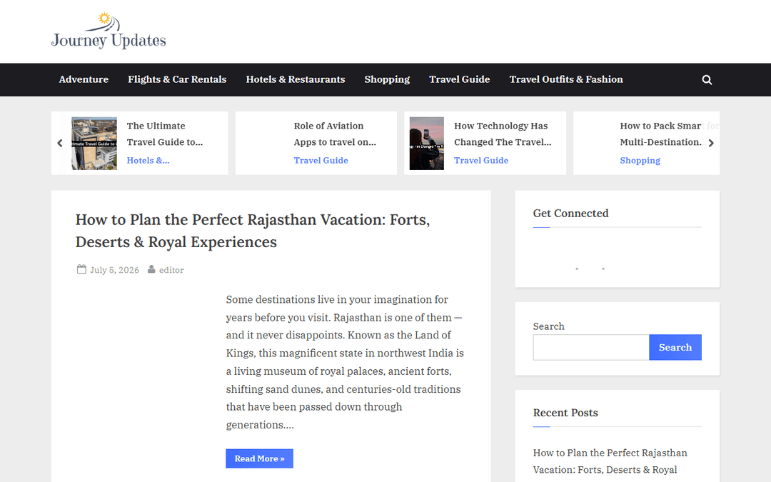 journeyupdates.com publisher screenshot
