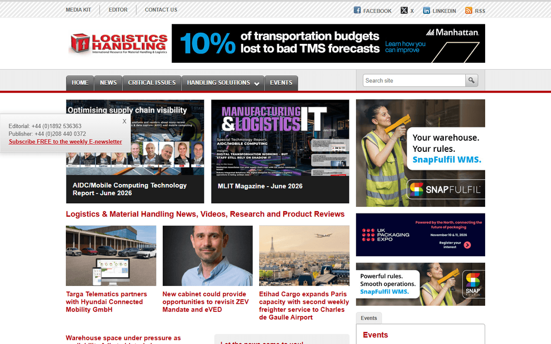 Screenshot des Publishers logisticshandling.com