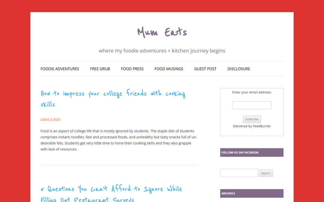 mum-eats.com publisher screenshot