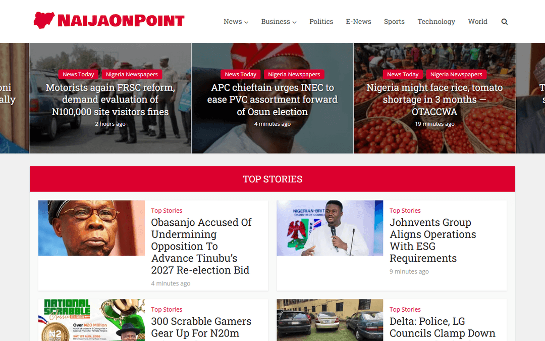 Capture d'écran de l'éditeur naijaonpoint.com.ng