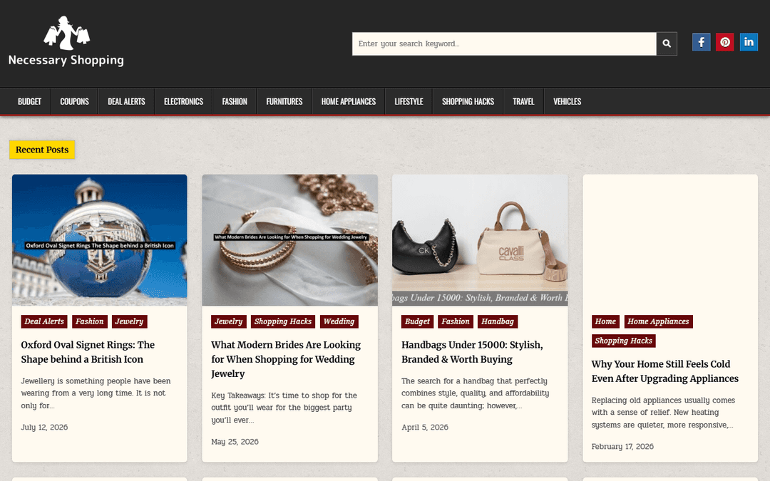 necessaryshopping.com publisher screenshot