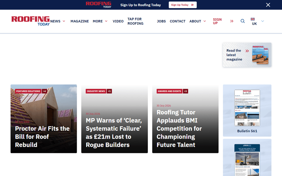 Tangkapan layar publisher roofingtoday.co.uk
