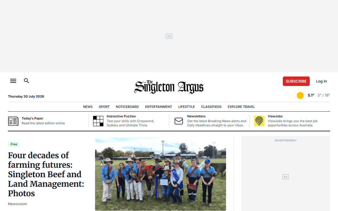 singletonargus.com.au publisher screenshot