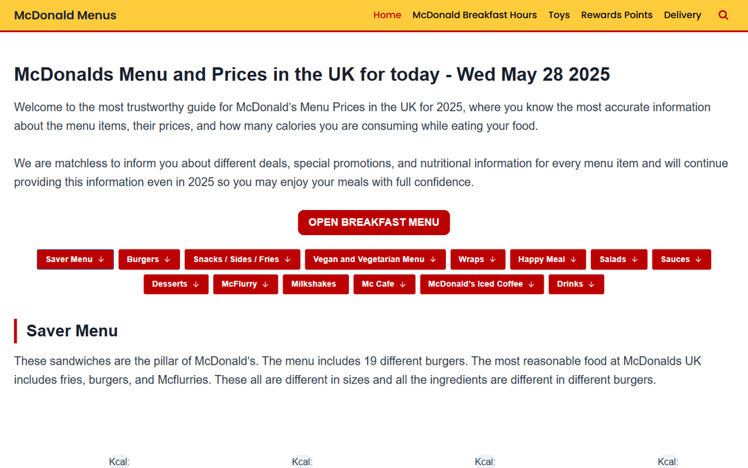 mcdonaldmenus.co.uk publisher screenshot