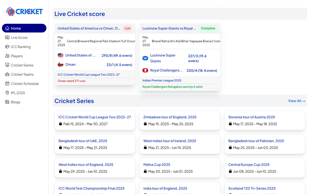 cricketstatspro.com publisher screenshot
