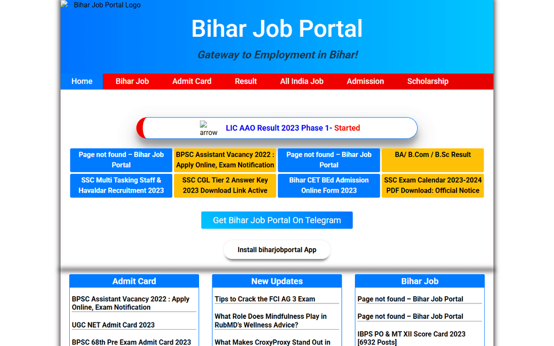 biharjobportal.co.in publisher screenshot