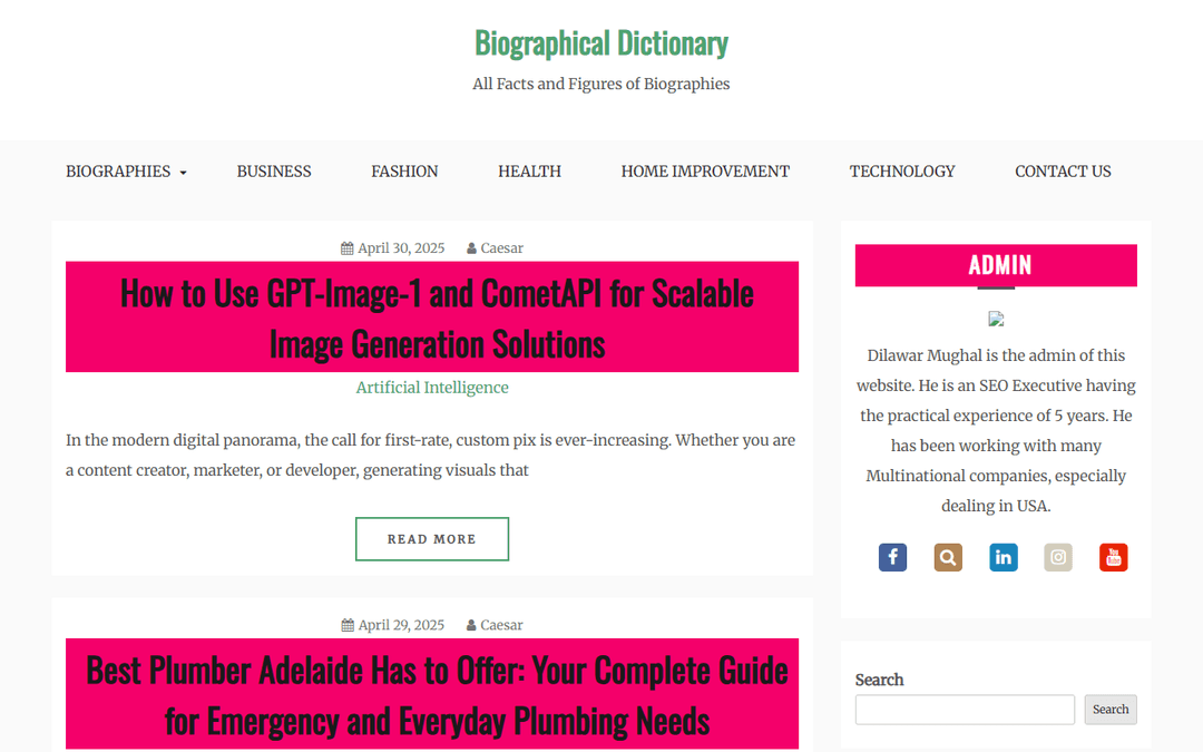 biographicaldictionary.com publisher screenshot
