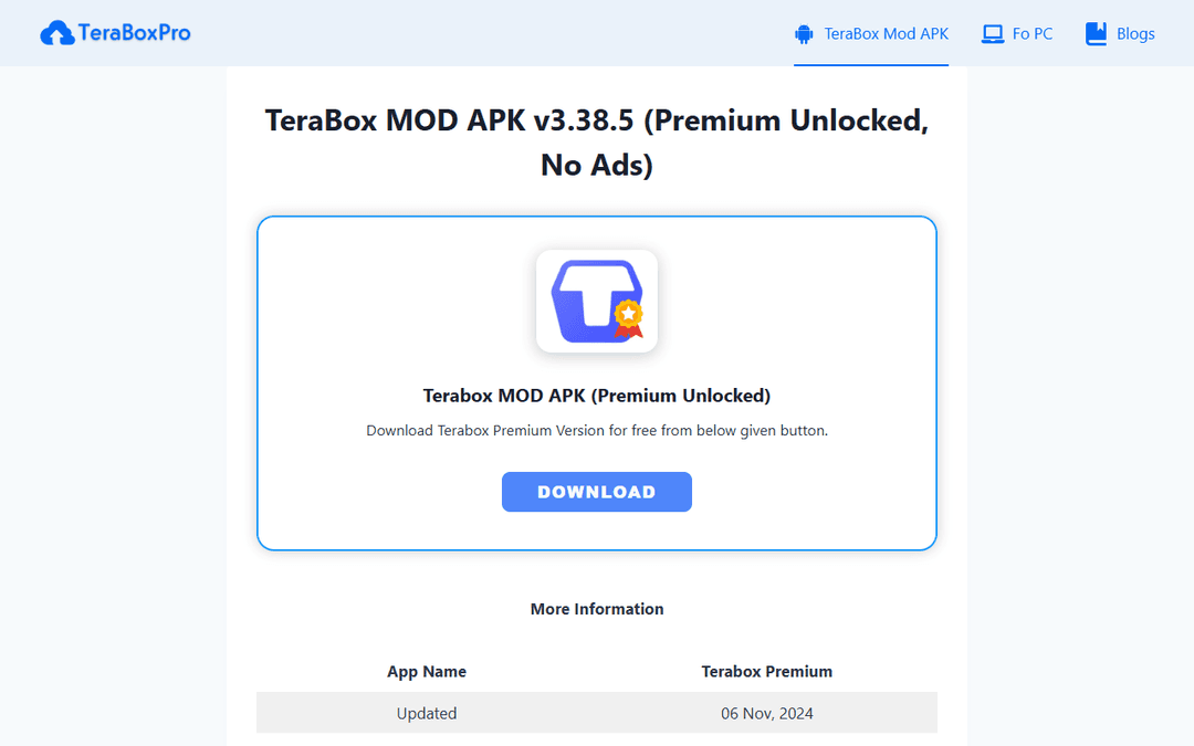 teraboxpro.com publisher screenshot