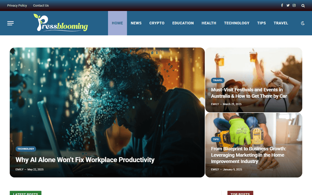 pressblooming.com publisher screenshot