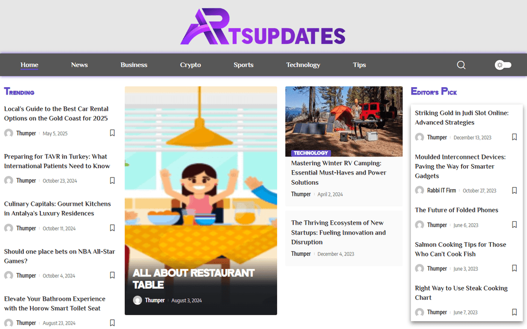 artsupdates.com publisher screenshot