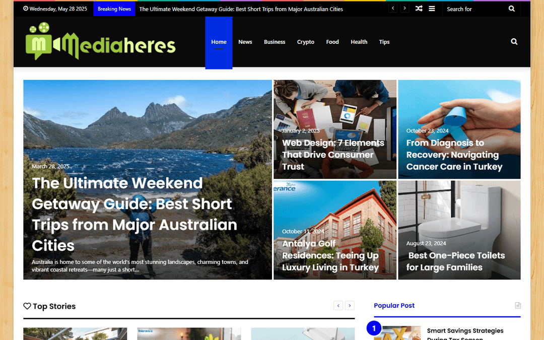 mediaheres.com publisher screenshot
