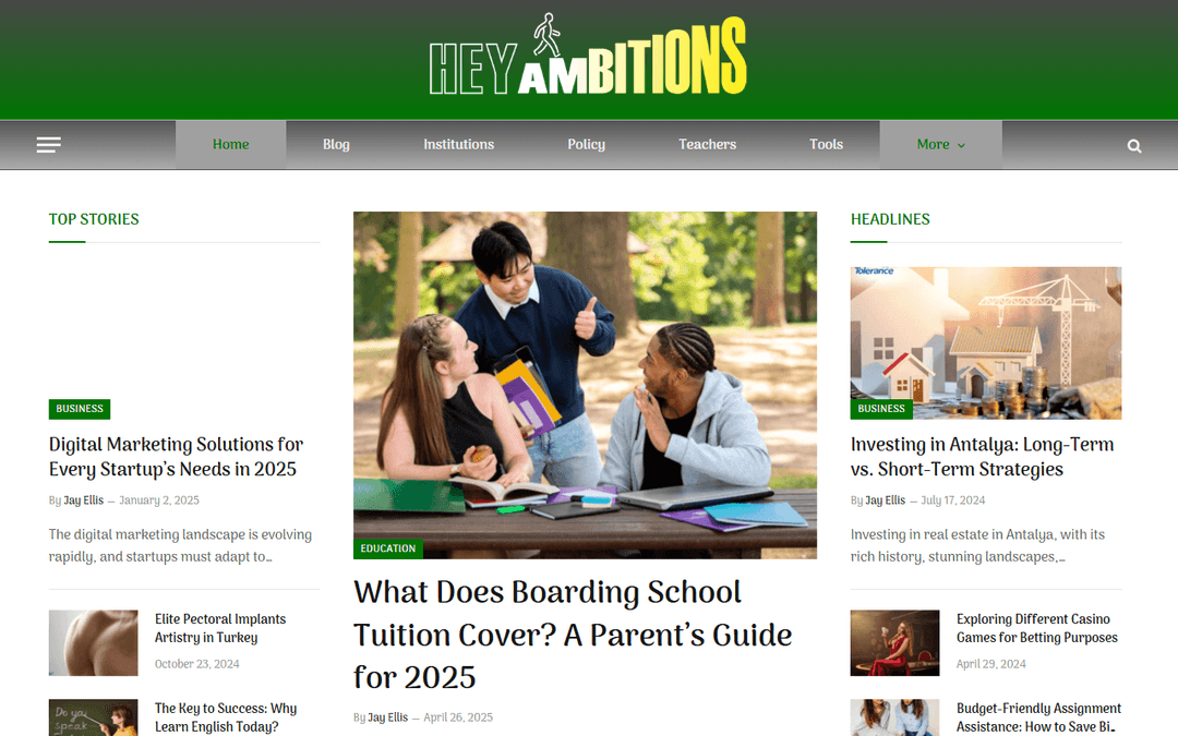 heyambitions.com publisher screenshot