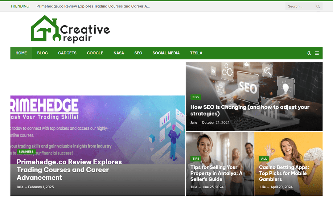 creativerepair.net publisher screenshot