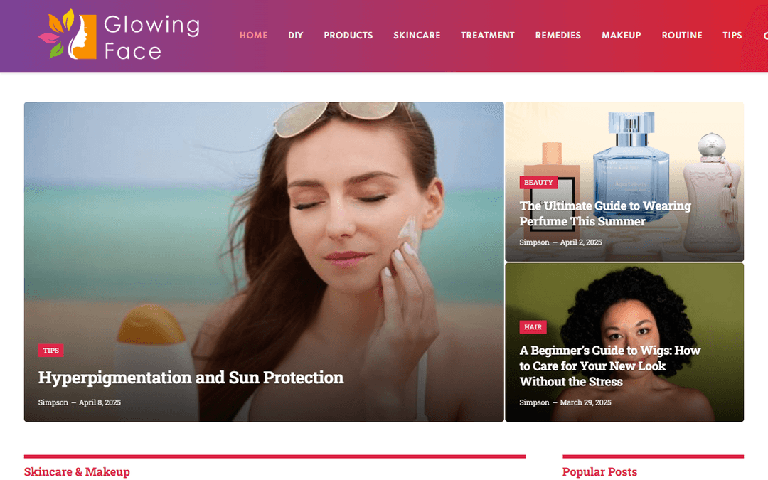 glowingface.net publisher screenshot