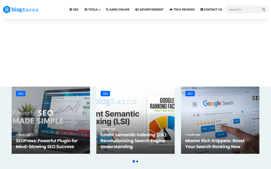 blogearns.com publisher screenshot