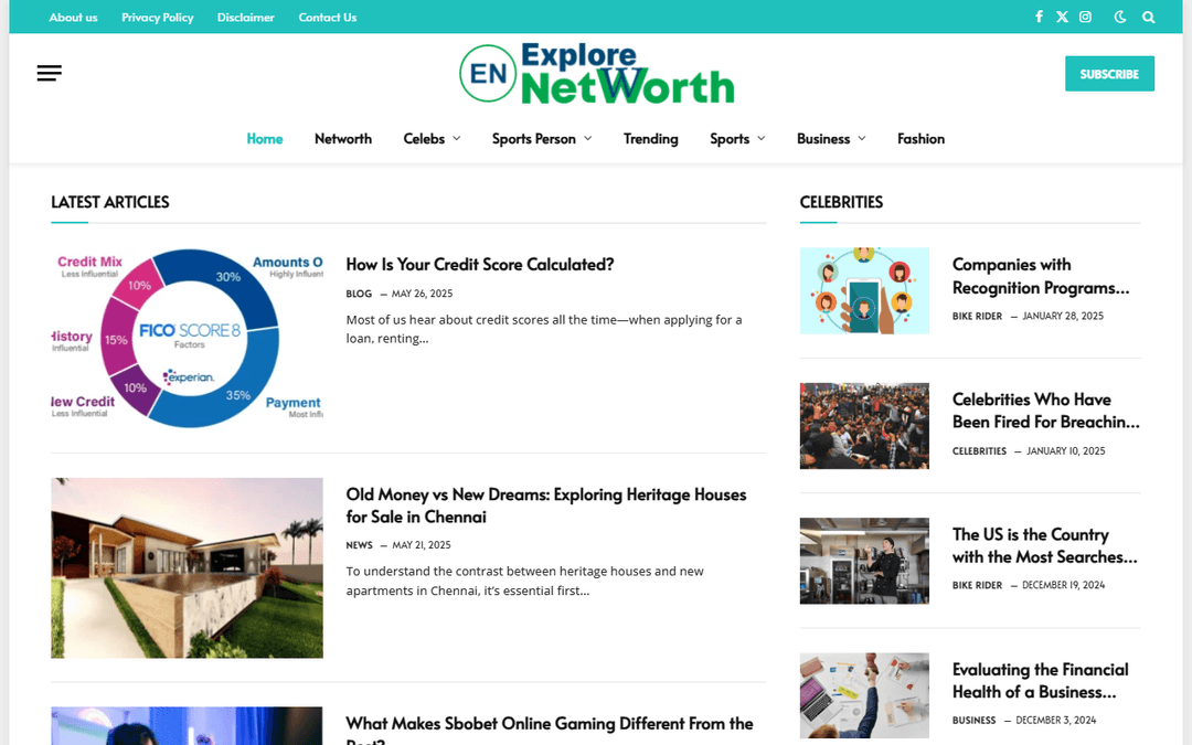 explorenetworth.com publisher screenshot