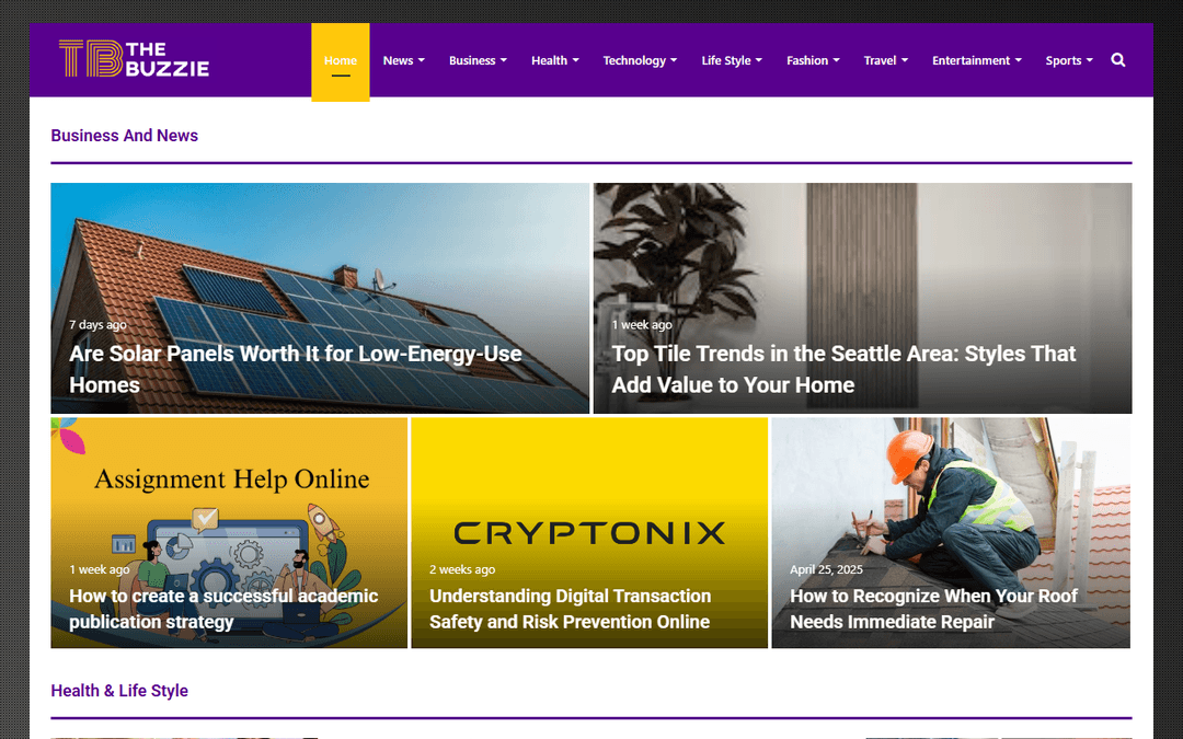thebuzzie.com publisher screenshot