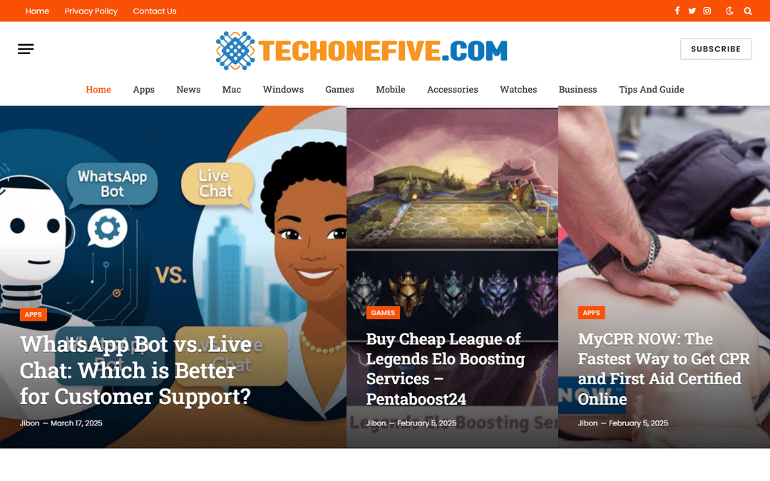 techonefive.com publisher screenshot