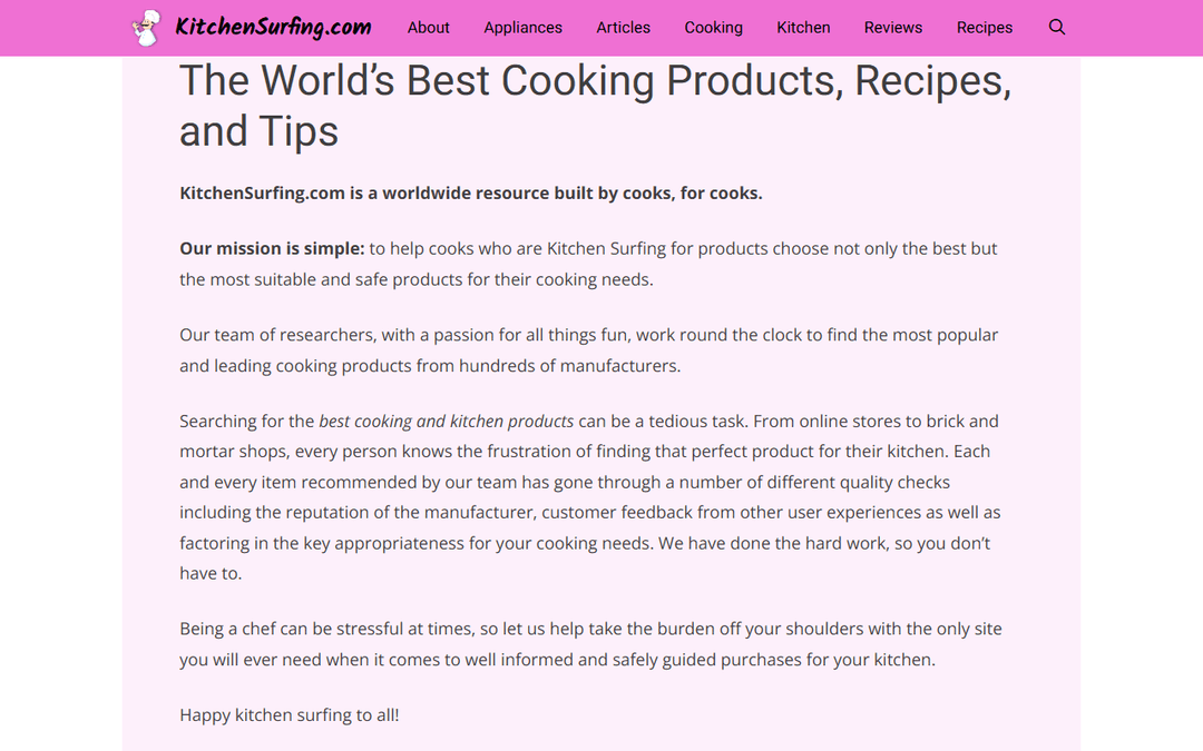 kitchensurfing.com publisher screenshot