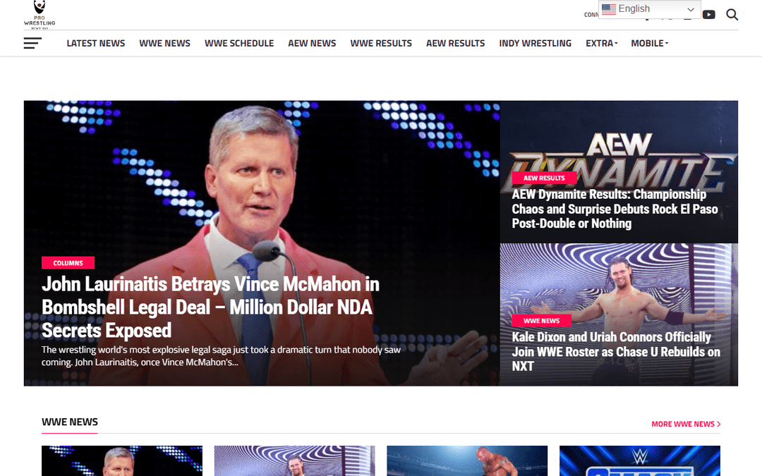 prowrestlingnewshub.com publisher screenshot