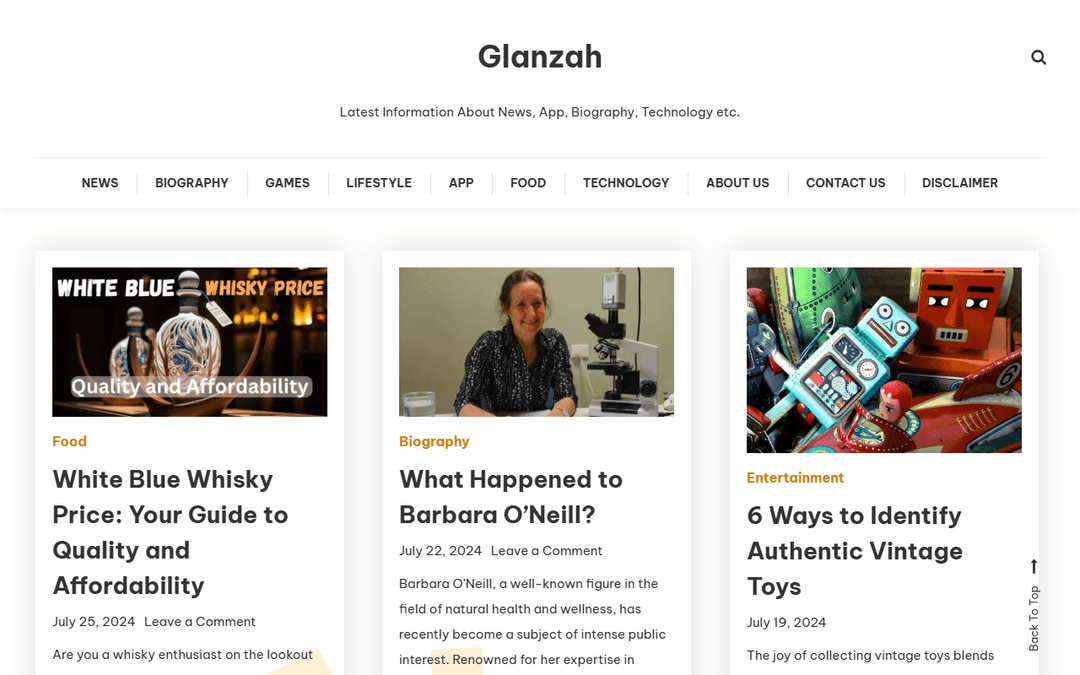 glanzah.com publisher screenshot