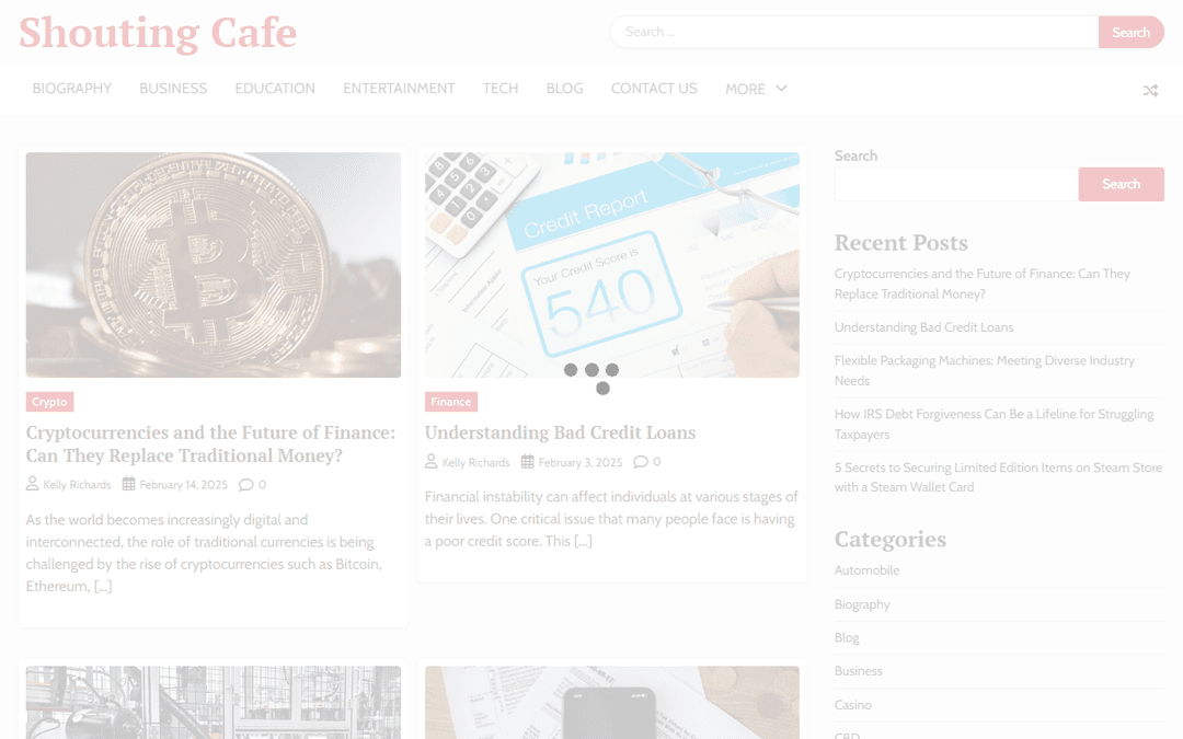 shoutingcafe.com publisher screenshot
