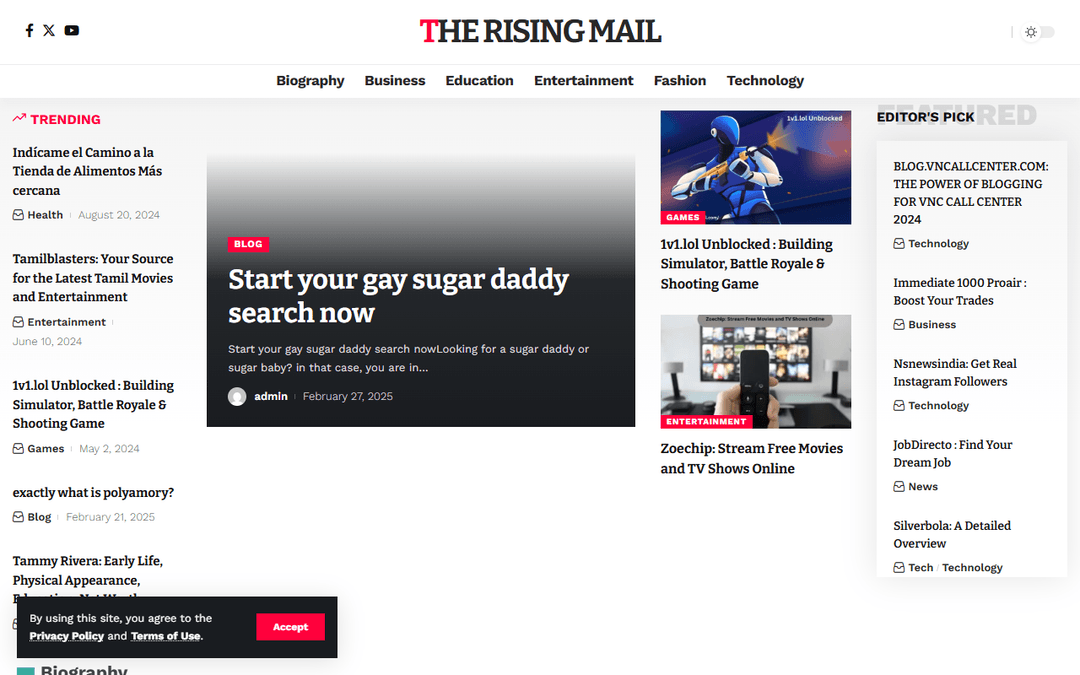 therisingmail.com publisher screenshot