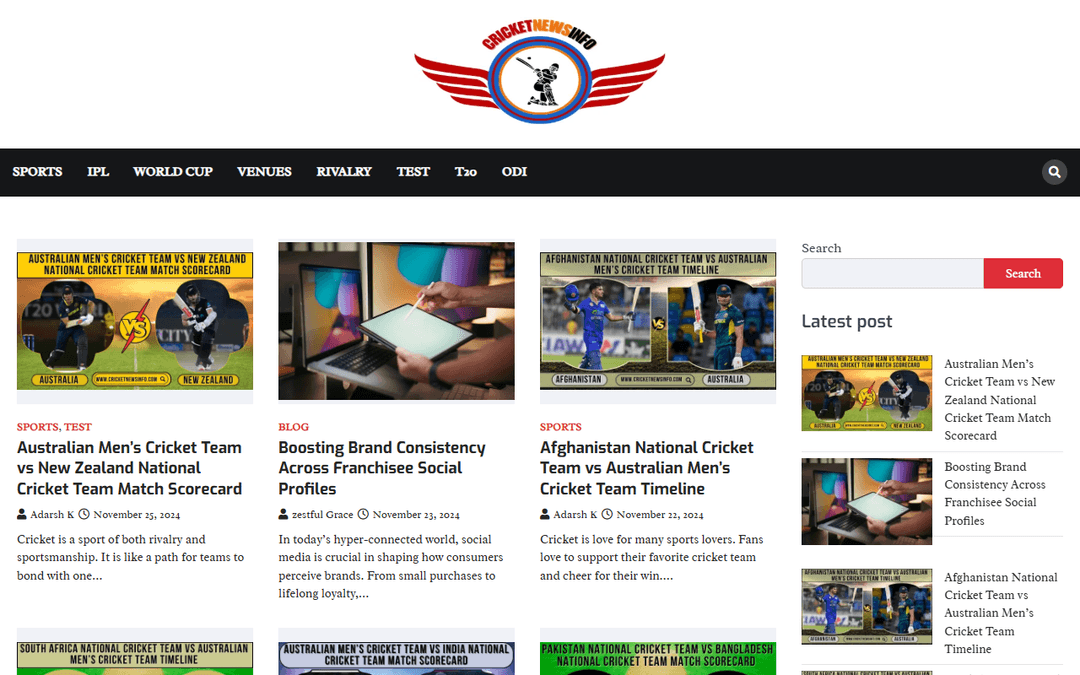 cricketnewsinfo.com publisher screenshot