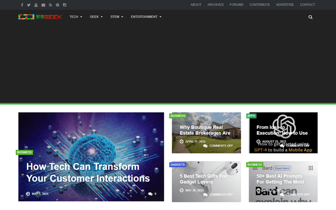 infinigeek.com publisher screenshot