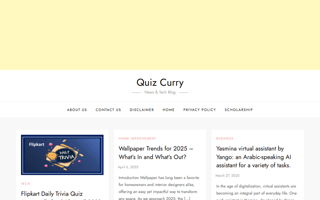 quizcurry.com publisher screenshot