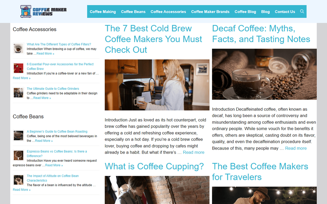 coffeemakershopping.com publisher screenshot