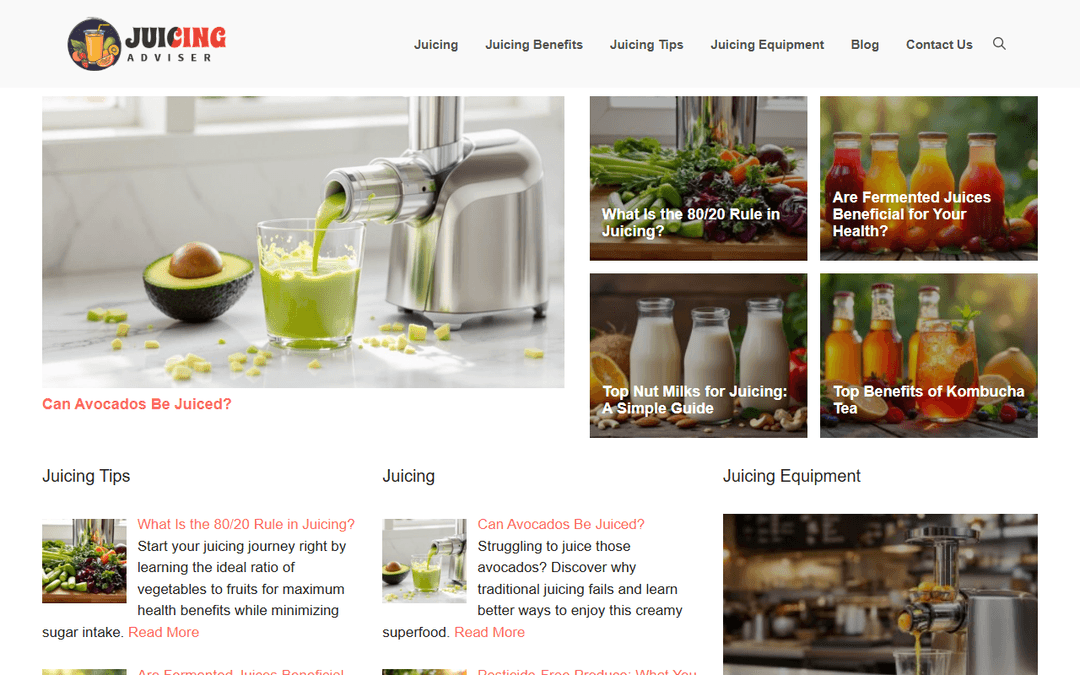 juicingadviser.com publisher screenshot
