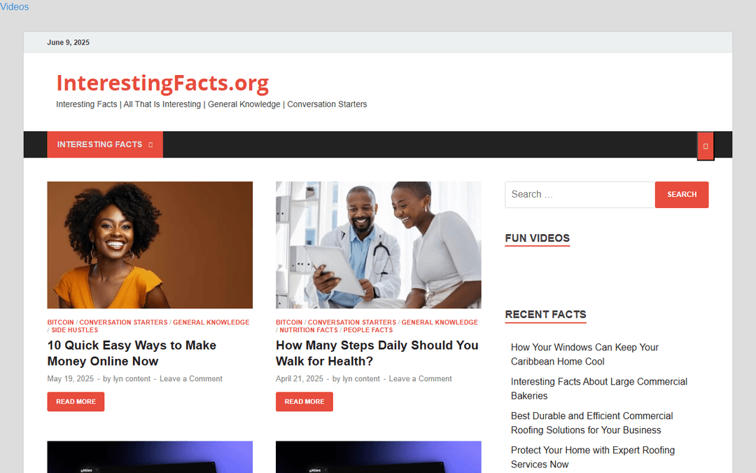 interestingfacts.org publisher screenshot