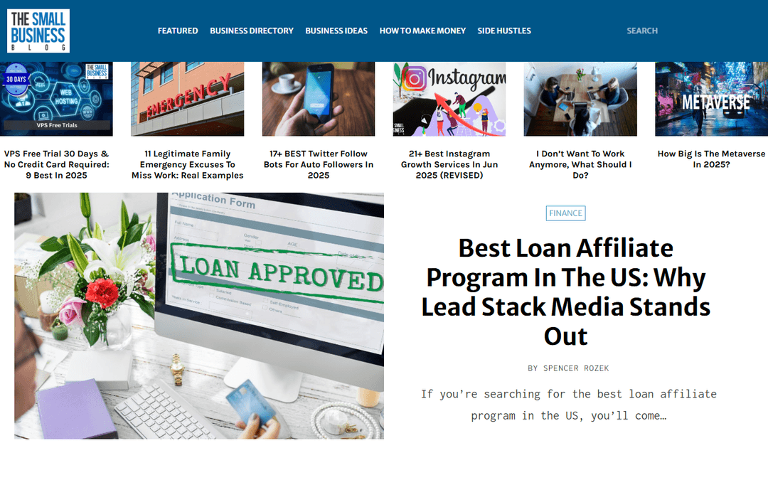 thesmallbusinessblog.net publisher screenshot