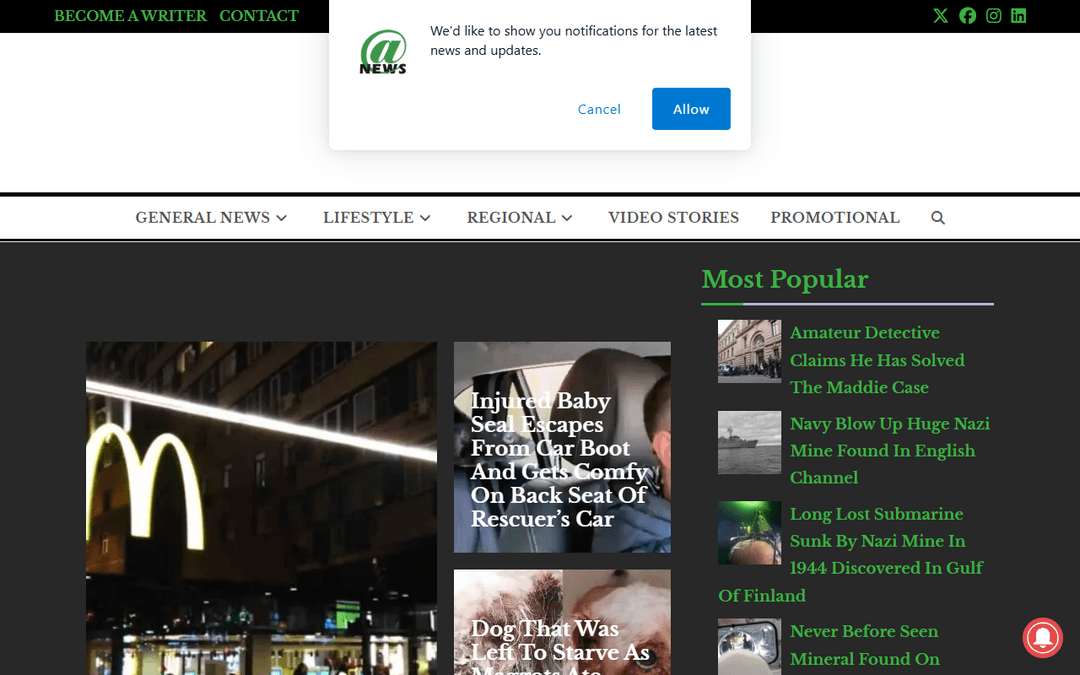 ananova.news publisher screenshot