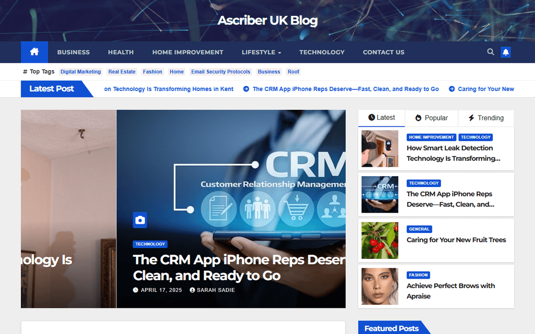 ascriber.co.uk publisher screenshot