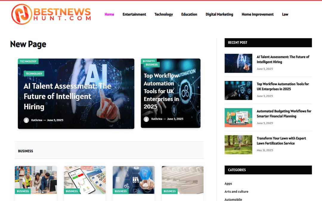 bestnewshunt.com publisher screenshot
