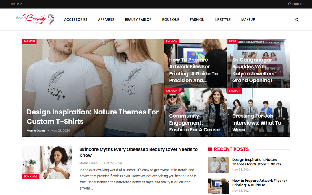 beyondbeautybasics.com publisher screenshot