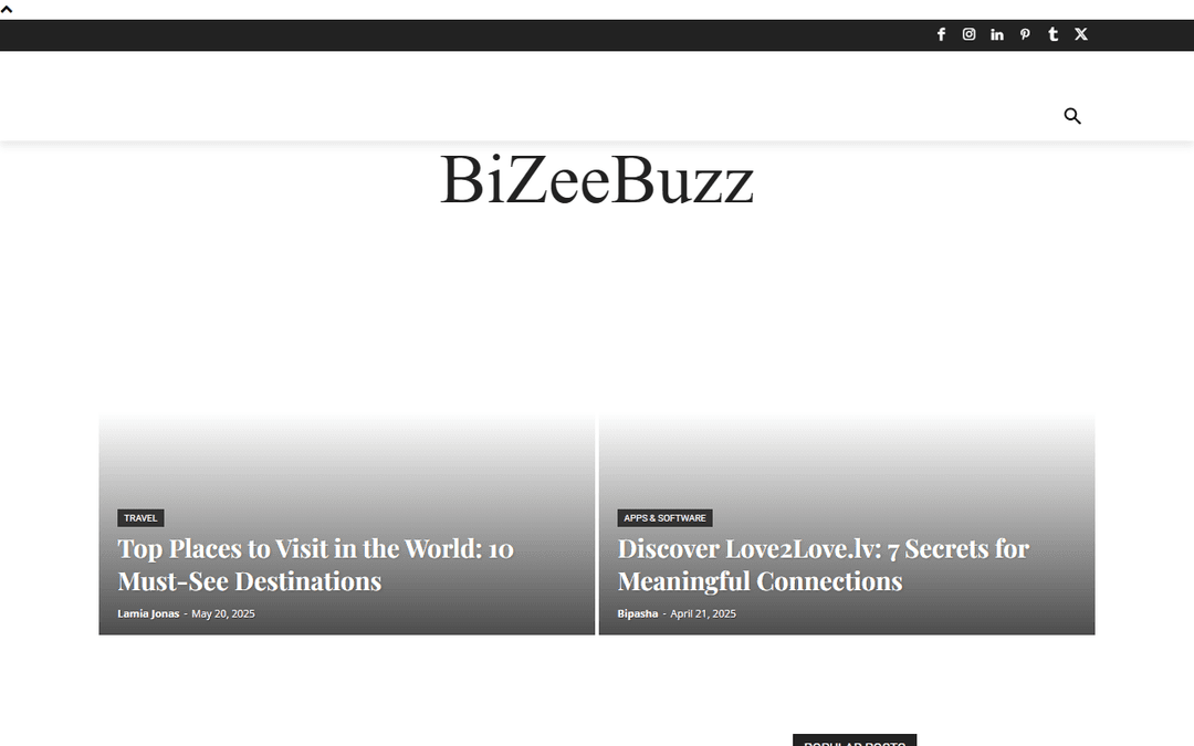 bizeebuzz.com publisher screenshot