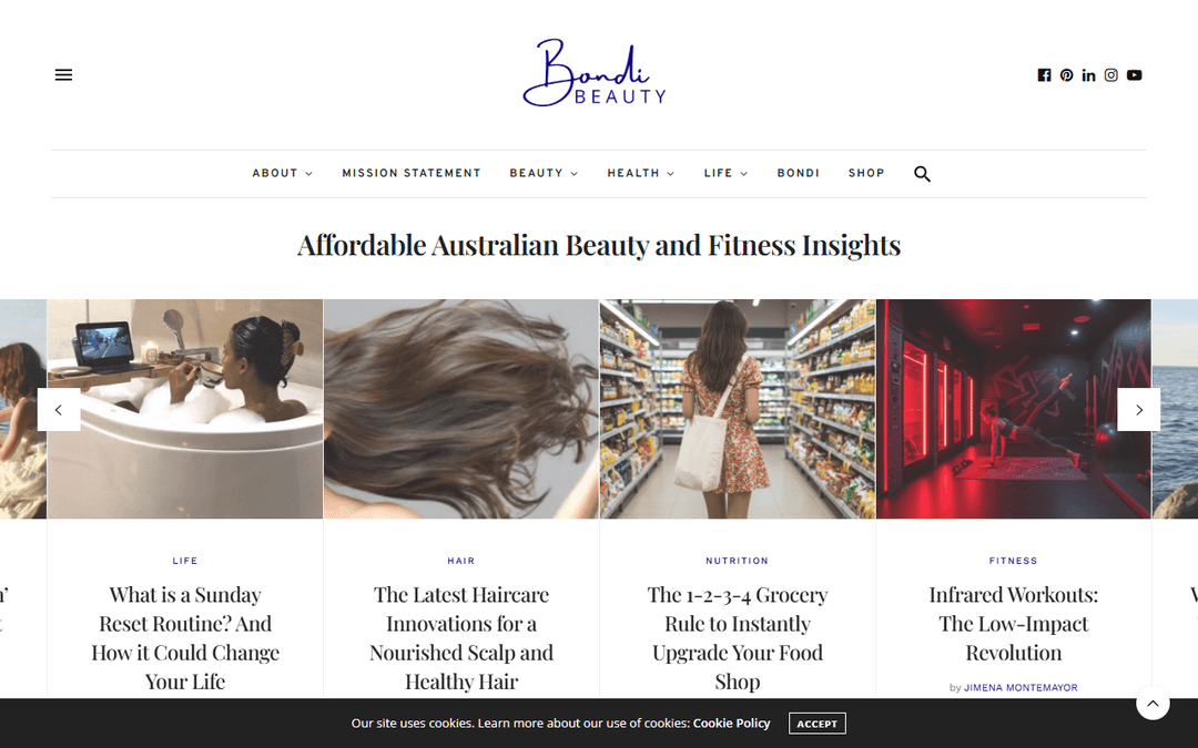bondibeauty.com.au publisher screenshot