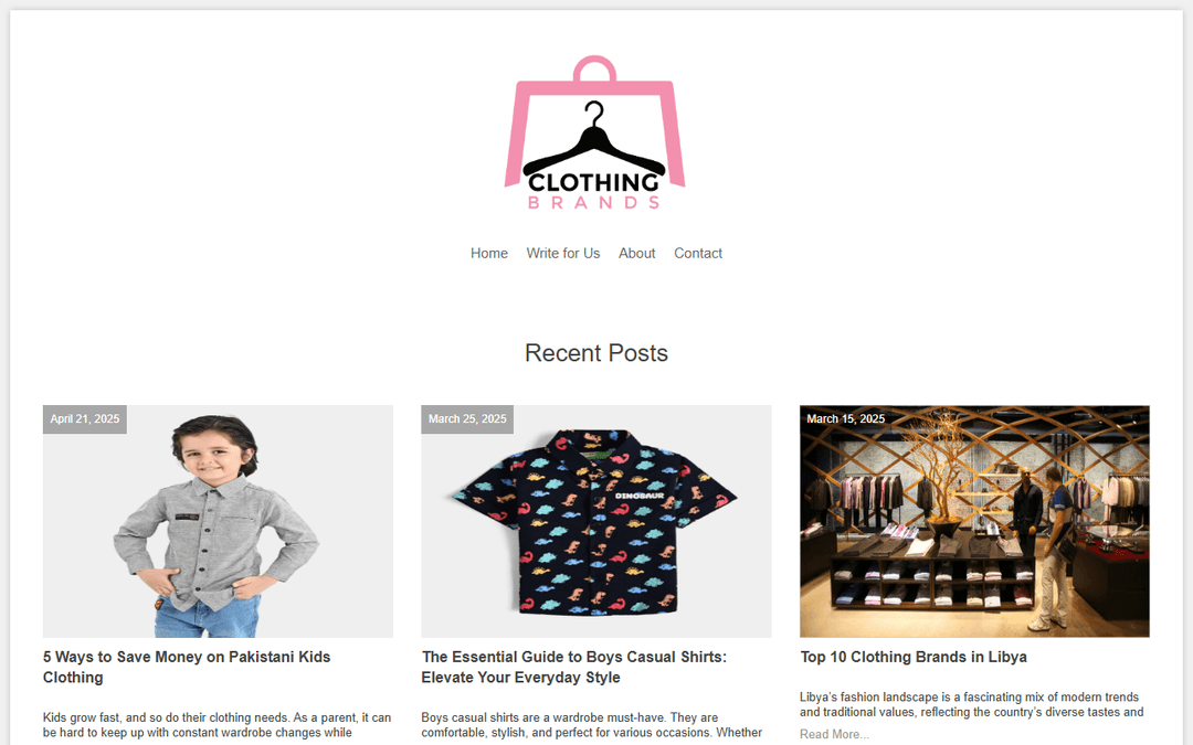 clothingbrands.co publisher screenshot