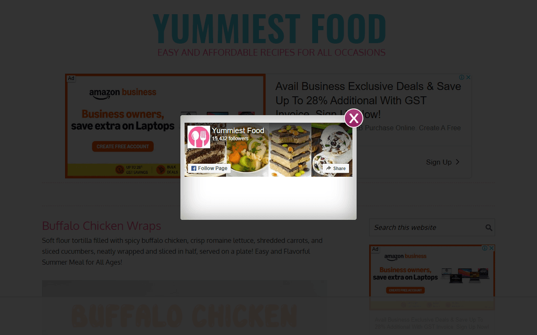 yummiestfood.com publisher screenshot