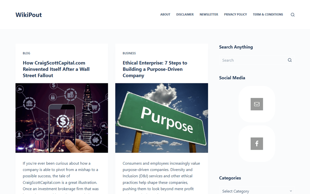 wikipout.com publisher screenshot