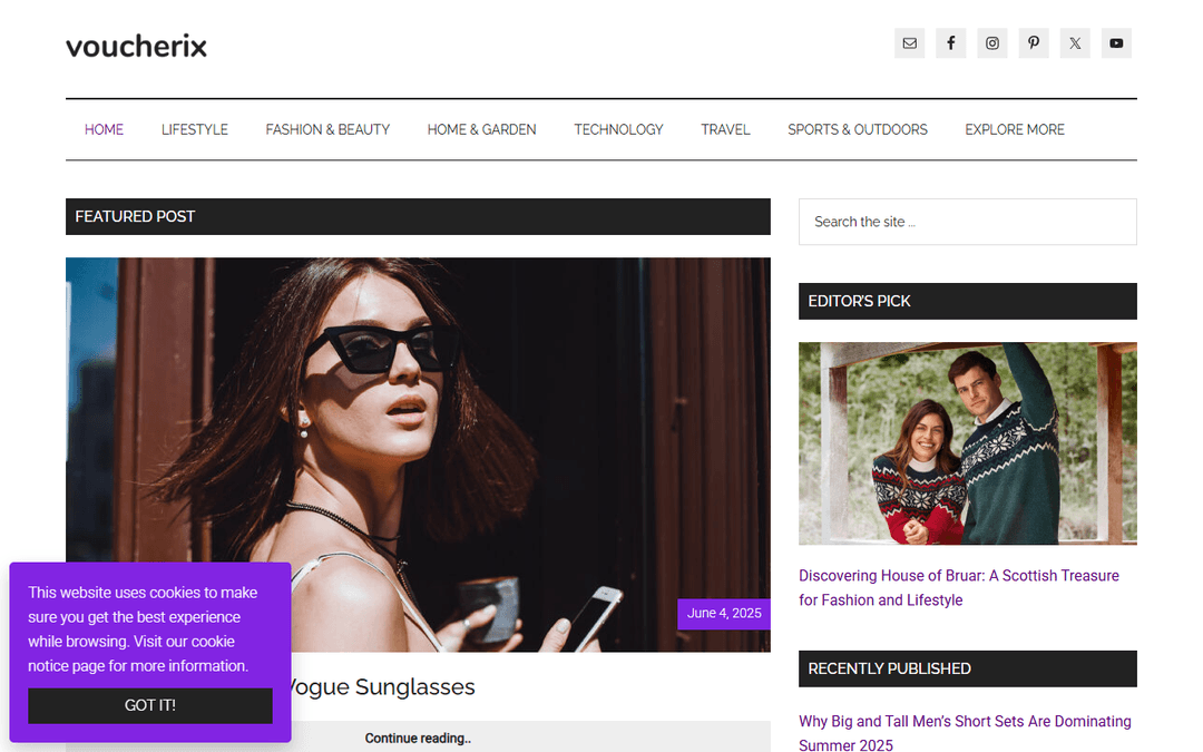 voucherix.co.uk publisher screenshot